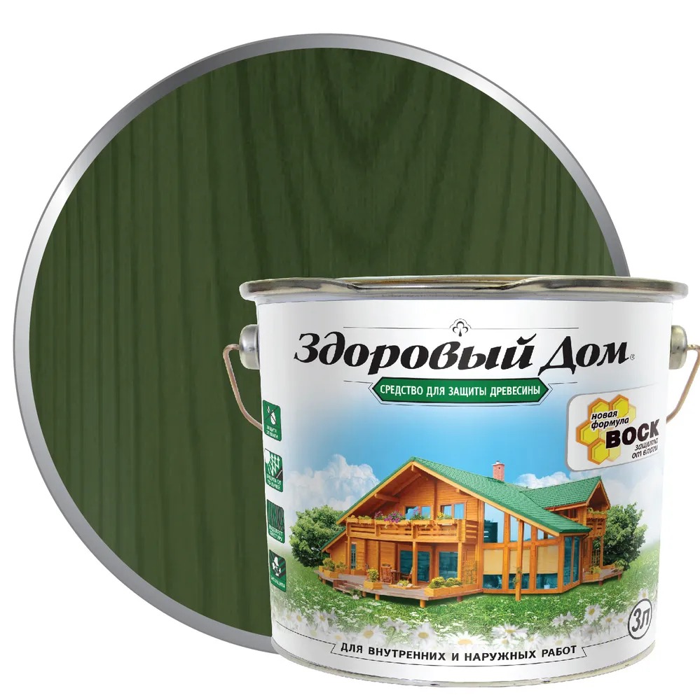 Здоровый Дом деревозащ.средство  3 л ел зелень ЛАКРА 4/140  в Муроме