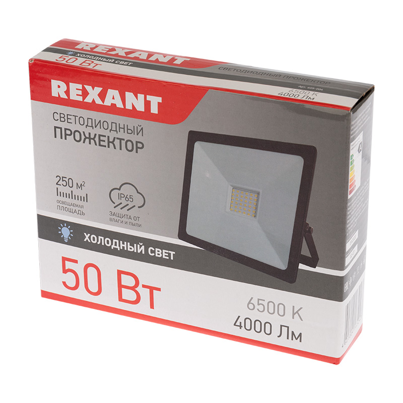 605-004 Прожектор светодиодный 50 Вт 200–260В IP65 4000 лм 6500 K холодный свет REXANT  в Муроме