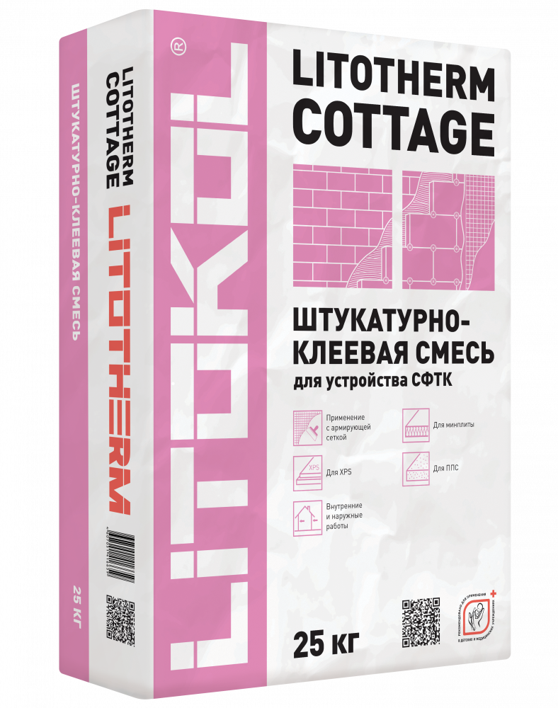 ЛИТОТЕРМ КОТТЕДЖ / LITOTHERM COTTAGE Универс штукат-клеевой состав 25 кг/54 шт.  в Муроме