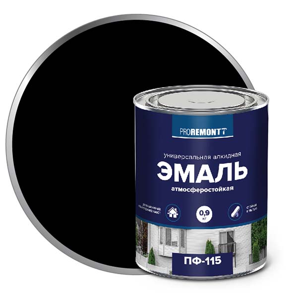 Эмаль ПФ-115 "PROREMONT"   0.9 кг черный 10/640  в Муроме