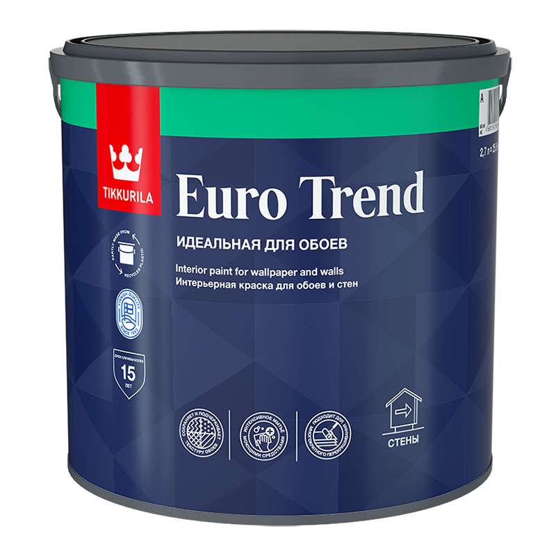 EURO TREND А  мат. 2,7л Краска д/обоев и стен /1  в Муроме