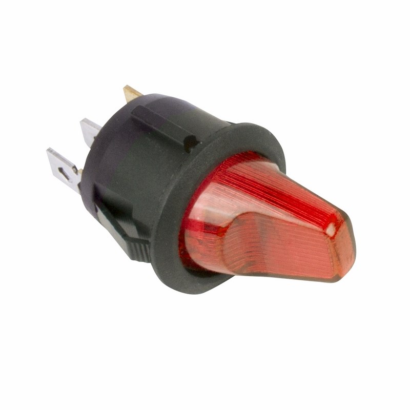 36-2590 Выключатель клавишный круглый 12V 16А (3с) ON-OFF красный  с подсветкой  REXANT  в Муроме