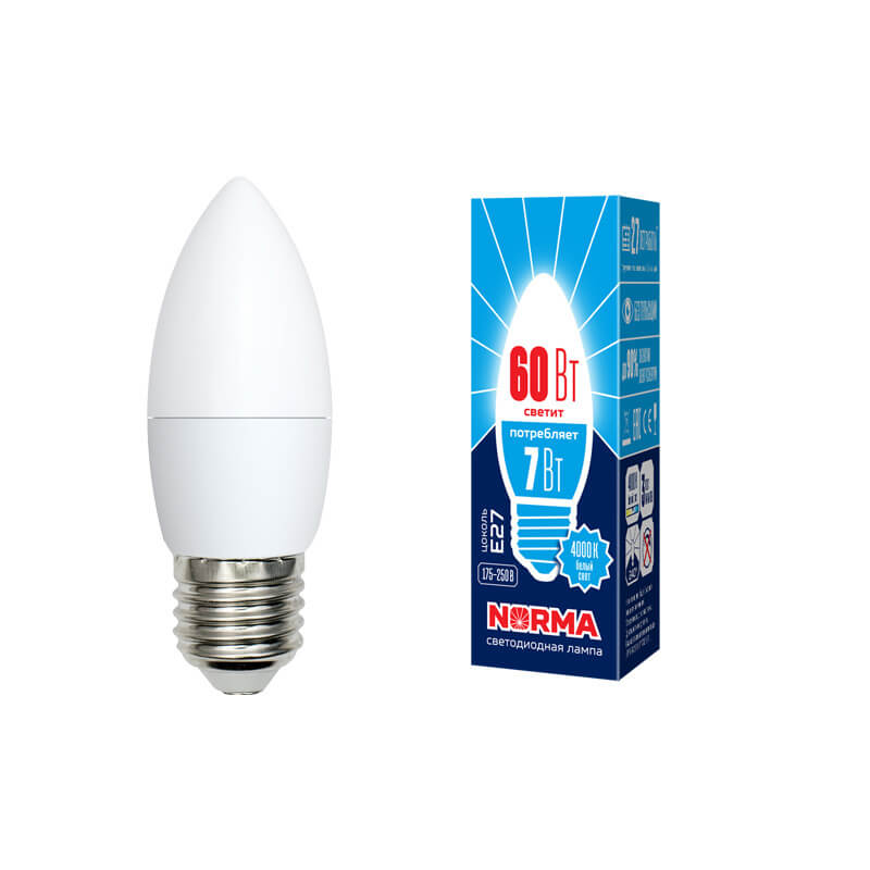 UL-00003798 Лампа светодиодная свеча мат. Серия Norma 4000K LED-C37-7W/NW/E27/FR/NR 4612  в Муроме