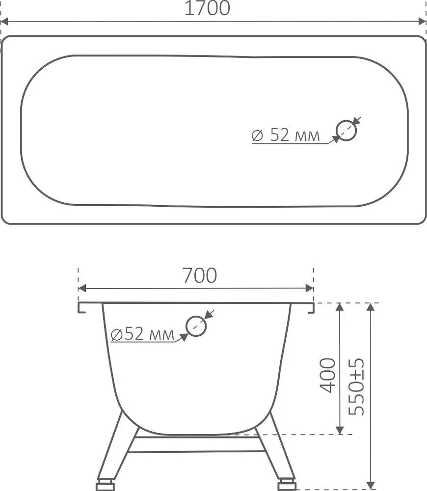 Ванна сталь.ANTIKA 170х70х40 (бел.орхидея) с опорн.подст. ОР-01200  в Муроме