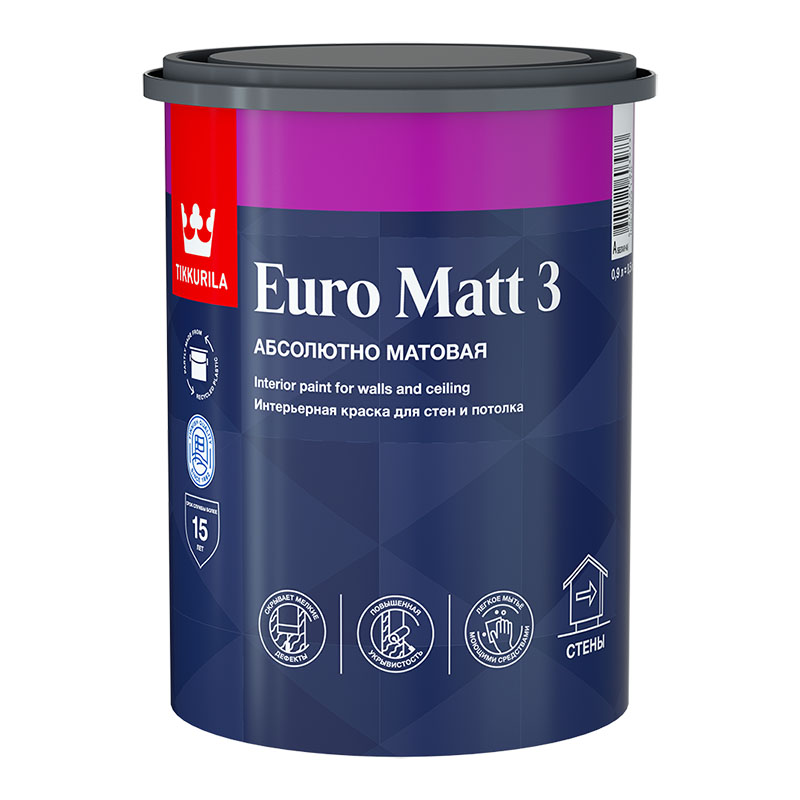 EURO MATT 3 А гл/мат 0,9л Краска интерьерная /6  в Муроме