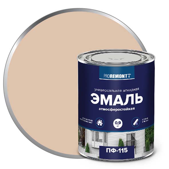Эмаль ПФ-115 "PROREMONT"   0.9  кг Слоновая кость RAL 1015 10/640  в Муроме