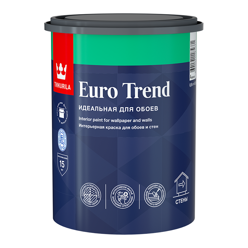 EURO TREND А  мат. 0,9л Краска д/обоев и стен /6  в Муроме