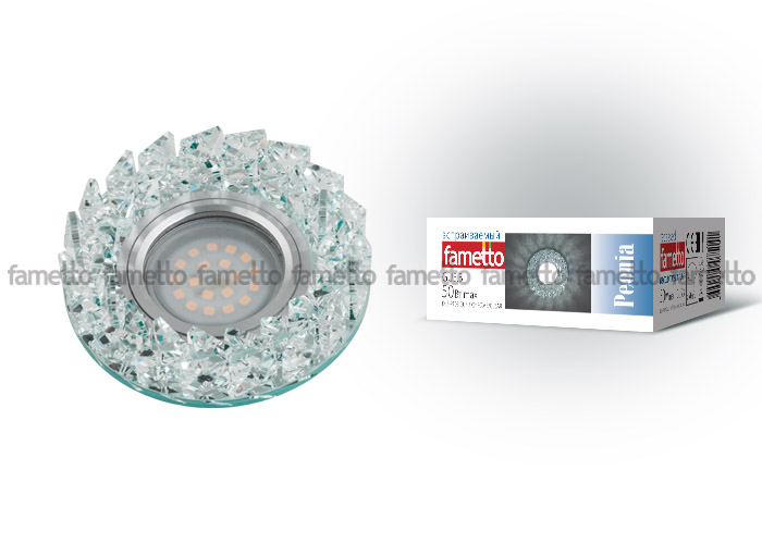 DLS-P108 GU5.3 CHROME/CLEAR Светильник декоративный встраиваемый ТМ "Fametto", серия "Peonia" ххх  в Муроме