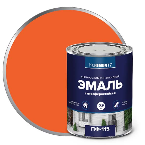 Эмаль ПФ-115 "PROREMONT"   0.9  кг оранж. 10/640  в Муроме