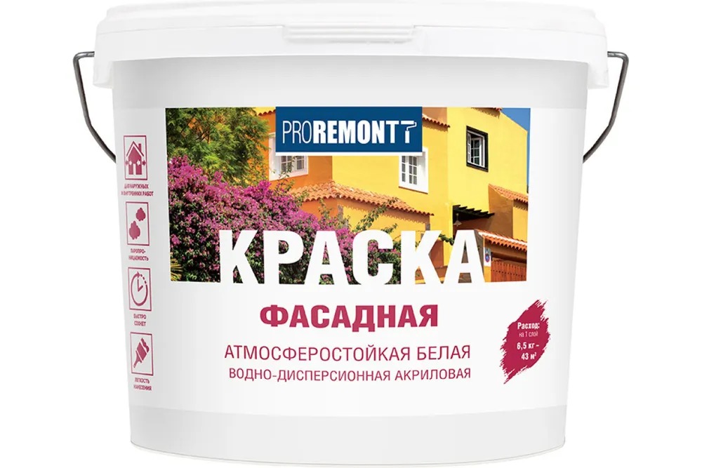 Краска фасадная "PROREMONTT" белый   6.5кг Л-С  /72  в Муроме