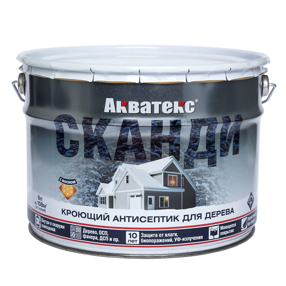 Акватекс СКАНДИ антисептик д/ дерева   9 л карамель   1/55  в Муроме