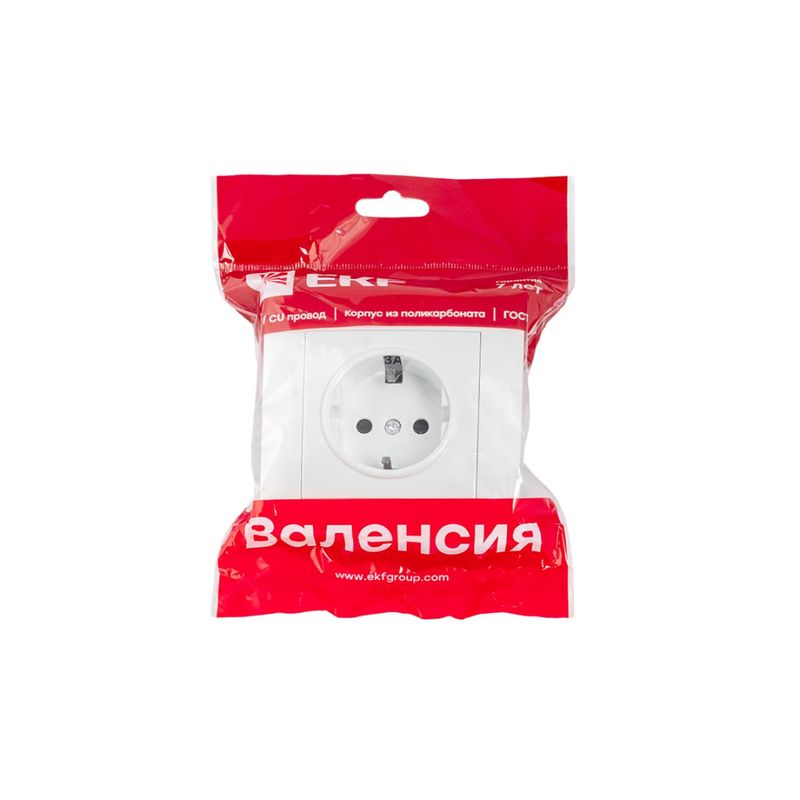 Валенсия розетка 1-местная с/з 16А белая с защ. штор. EKF PROxima EWR16-028-10	  в Муроме