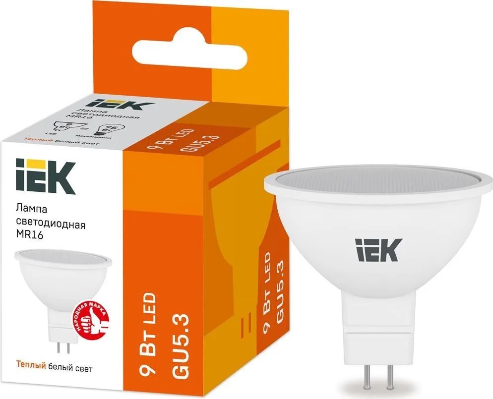 Лампа светодиодная LED 9вт 230в GU5.3 тепло-белый (IEK)  в Муроме