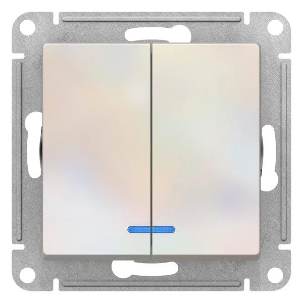 ATN000453 Механизм выключателя 2-кл. ATLAS DESIGN с подсветкой (сх.5а) 10АХ жемчуг SchE  в Муроме