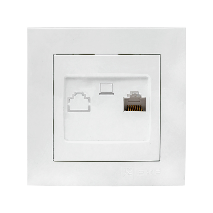 Валенсия розетка компьютерная RJ-45 1-местная белая EKF PROxima EWK01-035-10  в Муроме