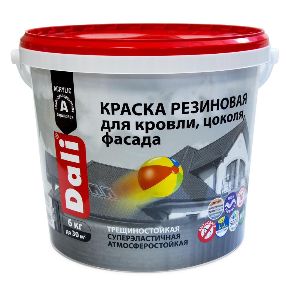 Краска ДАЛИ резиновая д/кровли,цоколя,фасадов   6 кг коричневый    1/60  в Муроме