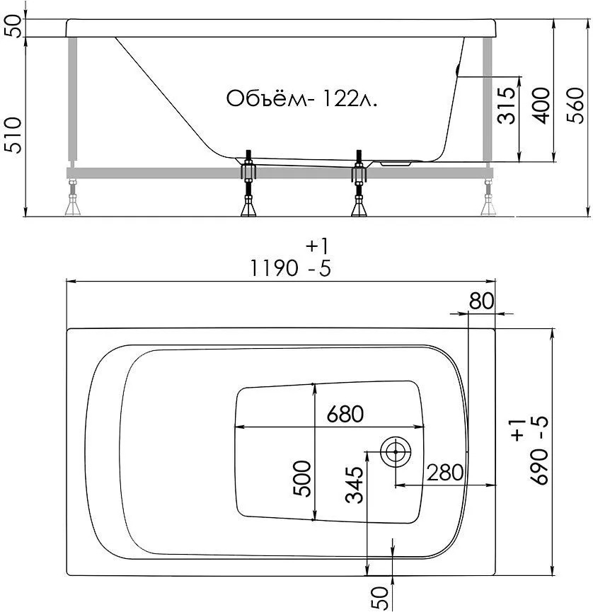 Ванна Gamma 120*70  в Муроме