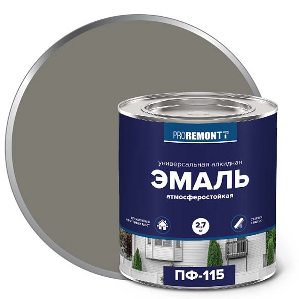 Эмаль ПФ-115 "PROREMONT"   2,7 кг серый 3/198  в Муроме