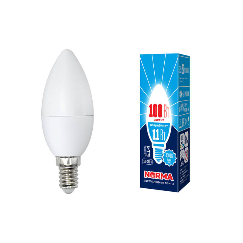 UL-00003811 Лампа светодиодная свеча матовая Серия Norma.4000K LED-C37-11W/NW/E14/FR/NR 7712  в Муроме