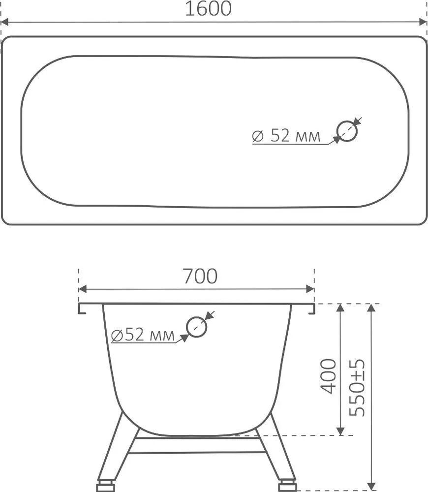 Ванна сталь.ANTIKA 160х70х40 (бел.орхидея) с опорн.подст. ОР-61200  в Муроме