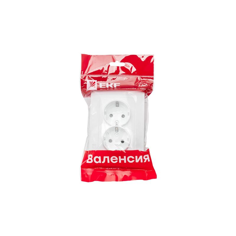 Валенсия розетка 2-местная с/з 16А белая с защ. штор. EKF PROxima EWR16-128-10  в Муроме